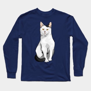 White and Black Cute Cat Long Sleeve T-Shirt